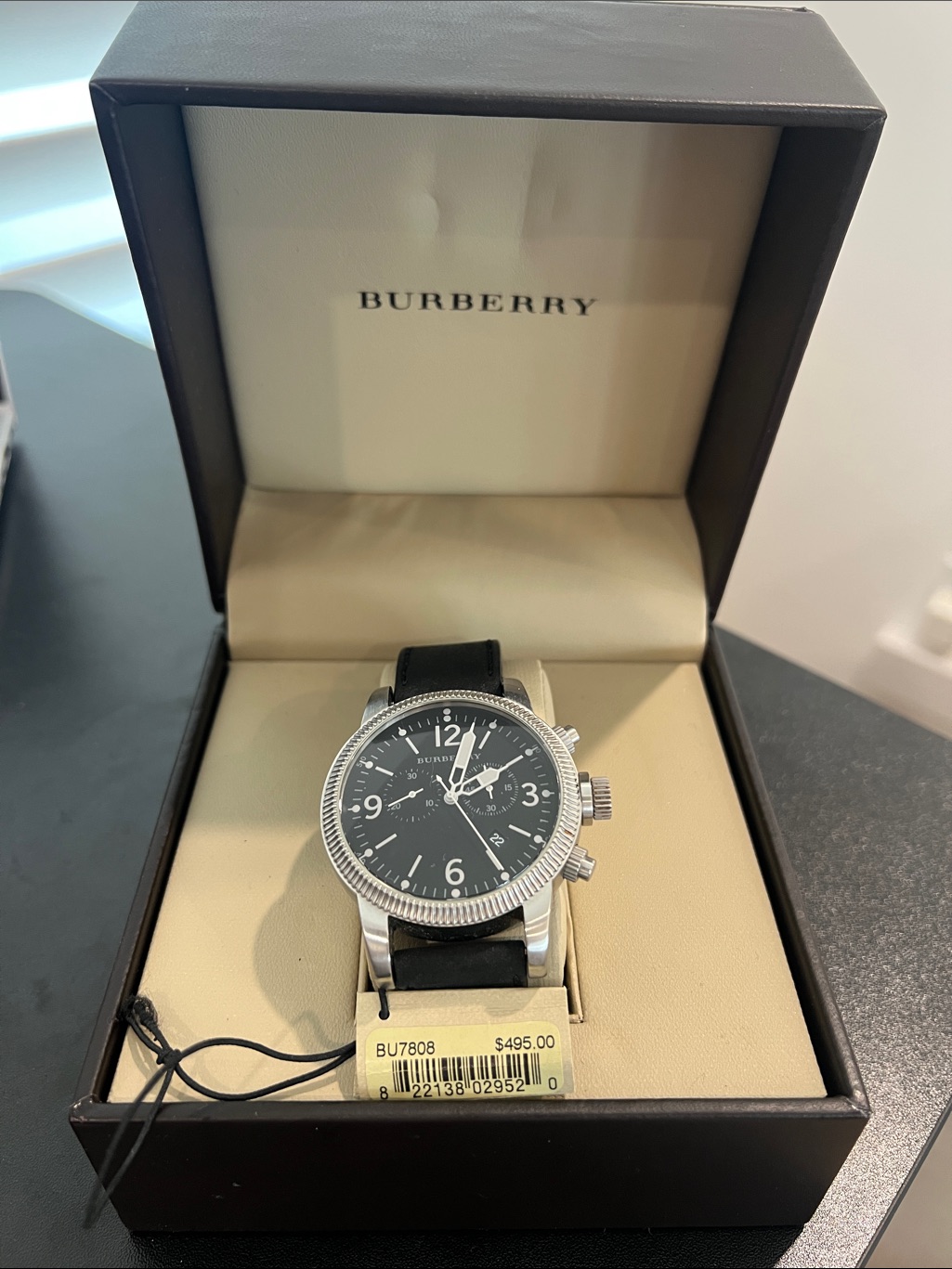 Burberry Black Dial Stainless Chronograph Watch